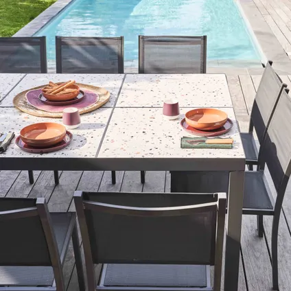 Oviala Tivoli Tuinset met tafel van keramiek in terrazzo-effect en 10 zitplaatsen 3