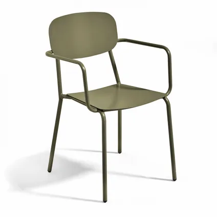 Ensemble table de jardin Oviala Bristol et 4 fauteuils en aluminium vert kaki 5