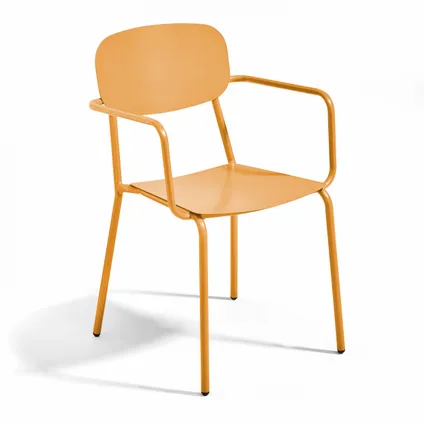 Oviala Bristol Tuinset met tafel en 4 fauteuils in geel mosterd aluminium 5