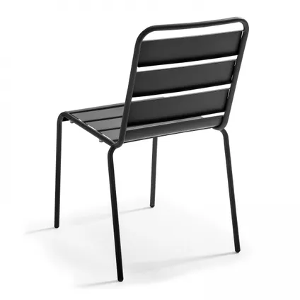 Oviala Palavas Tuinset met tafel en 4 grijze metalen stoelen 5