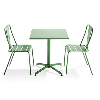 Ensemble table inclinable de jardin Oviala Palavas et 2 chaises vert cactus