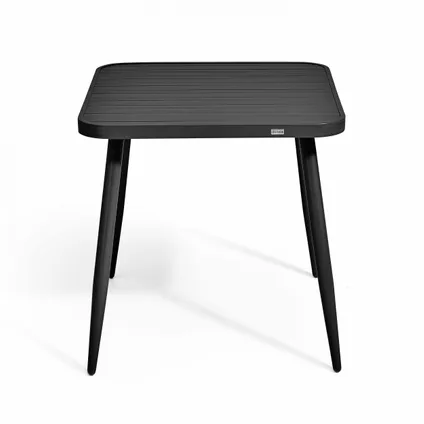 Oviala Bristol Tuinset met tafel en 2 fauteuils van aluminium/zwart hout 3
