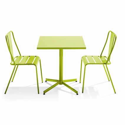 Oviala Palavas Tuinset met verstelbare tafel en 2 groene stoelen