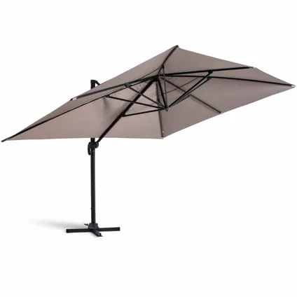 Oviala Caserta Verstelbare parasol van 3x4m en 4 verzwaarde aluminium taupe tegels 2