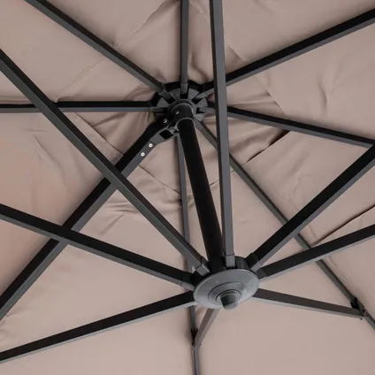 Oviala Caserta Verstelbare parasol van 3x4m en 4 verzwaarde aluminium taupe tegels 5