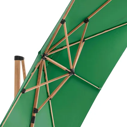 Parasol déporté carré Oviala Brescia 3x3m effet bois vert cactus 5
