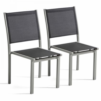 Lot de 2 chaises de jardin en aluminium et textilène Oviala Ajaccio gris