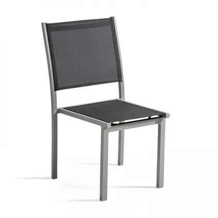 Lot de 2 chaises de jardin en aluminium et textilène Oviala Ajaccio gris 2