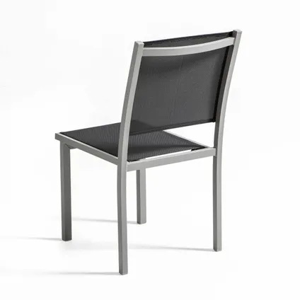 Lot de 2 chaises de jardin en aluminium et textilène Oviala Ajaccio gris 3