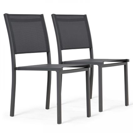 Lot de 2 chaises de jardin aluminium et textilène Oviala Nice gris