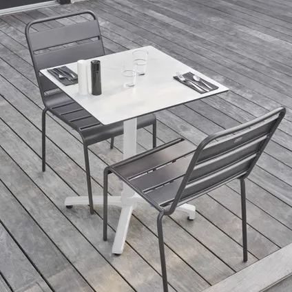 Table de jardin 60 x 60 cm inclinable Oviala Opéra stratifié béton gris clair 3