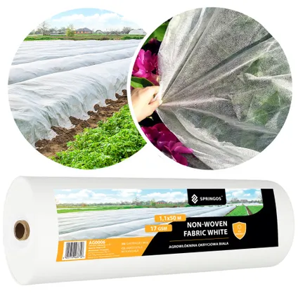 Springos® Toile de protection en non-tissé - Protection des plantes - 17 g/m2 - 50 x 1,1 m 5