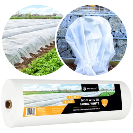 Springos® Toile de protection en non-tissé - Protection des plantes - 17 g/m2 - 50 x 1,1 m 6
