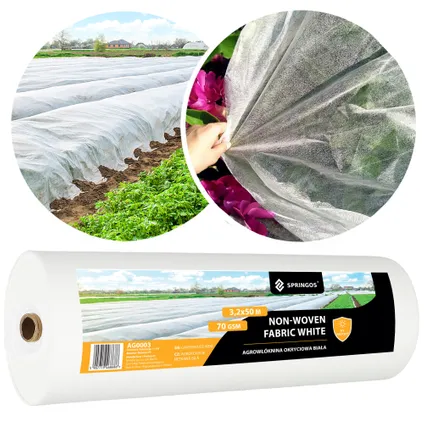 Toile de protection Springos - Protection des plantes en toile non tissée - 70 g/m2 - 50 x 3,2 m 3