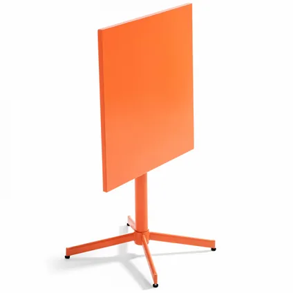 Oviala Palavas Set van een vierkante tuintafel en 4 oranje stoelen 4