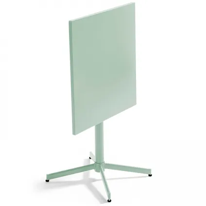 Oviala Palavas Vierkante tafelset met 4 groene saliegroene metalen stoelen 4