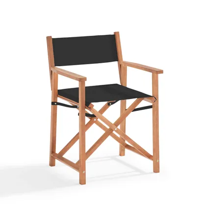 Table carrée en bois Oviala Sete et 2 chaises pliantes noir 2