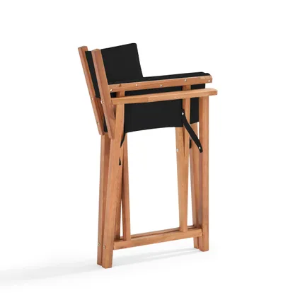 Table carrée en bois Oviala Sete et 2 chaises pliantes noir 4