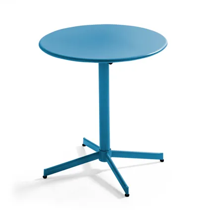 Oviala Palavas Set van een ronde tuin tafel en 2 blauwe metalen stoelen Pacific 5