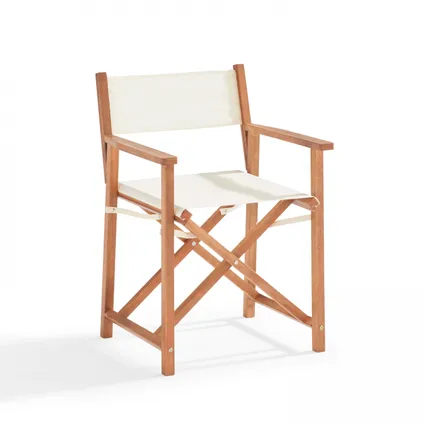 Table carrée en bois Oviala Sete et 2 chaises pliantes blanc 2