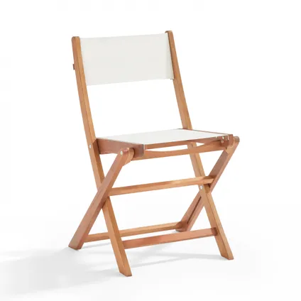 Ensemble table Oviala Sete et 2 chaises pliantes en textilène et eucalyptus blanc 4