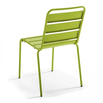 Oviala Palavas Set van een ronde tuin tafel en 2 groene metalen stoelen 5