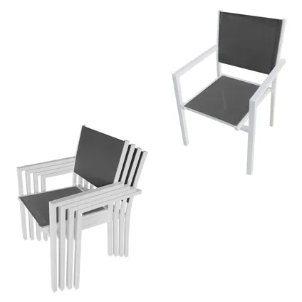 LAMPEDUSA grijs textilene verlengbare tuinset 8 zitplaatsen - wit aluminium 4