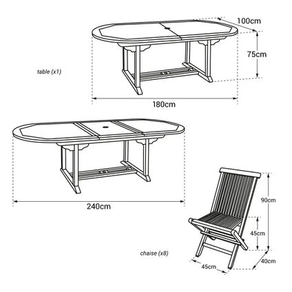 Salon de jardin en teck LOMBOK - table ovale extensible - 8 places 6