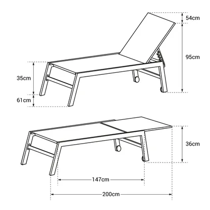BARBADOS ligstoel in wit textilene - wit aluminium 5