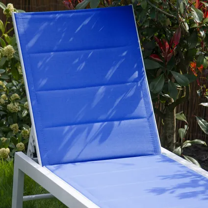 Bain de soleil BARBADOS en textilène bleu - aluminium blanc 6