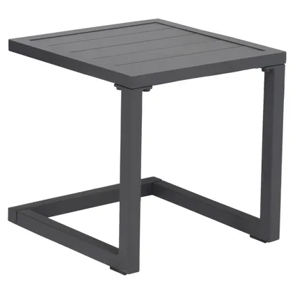BARBADOS ligstoel en bijzettafel set in zwart textilene - antraciet grijs aluminium 4