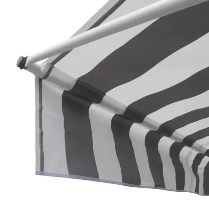 CHENE balkonluifel 2 × 1.2m - Wit/grijs gestreept doek en wit frame 6