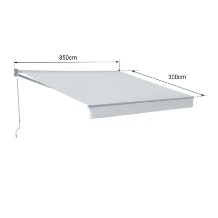 SAULE luifel 3,5 × 3m - Wit/grijs gestreept doek en witte structuur 5