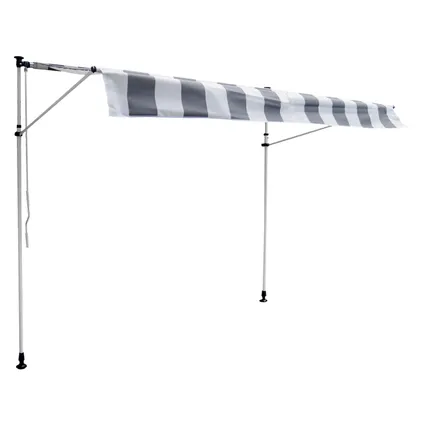 CHENE balkonluifel 3 × 1.2m - Wit/grijs gestreept doek en wit frame 2