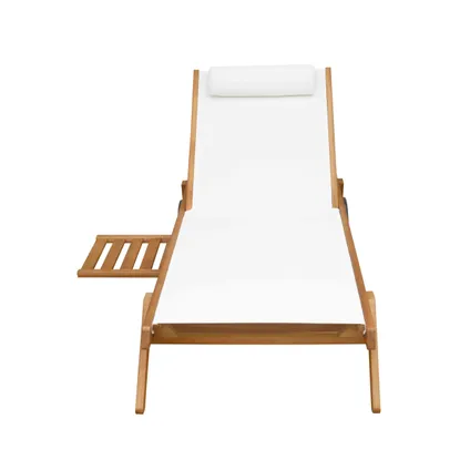 Lot de 2 bains de soleil Oviala Calgary avec coussin et tablette en bois blanc 5