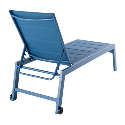 Oviala Noumea Set van 2 aluminium ligstoelen met blauwe textilene 4