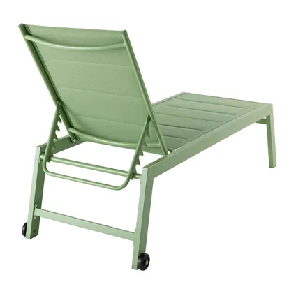 Oviala Noumea Set van 2 aluminium ligstoelen met watergroene textilene 4