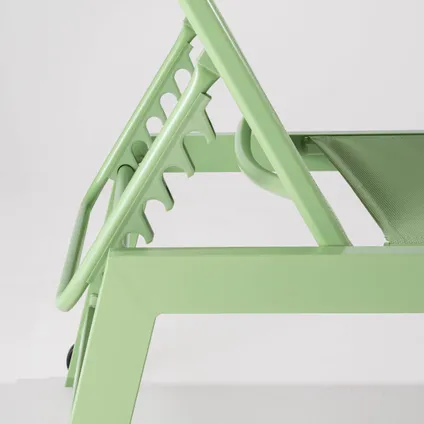 Oviala Noumea Set van 2 aluminium ligstoelen met watergroene textilene 5