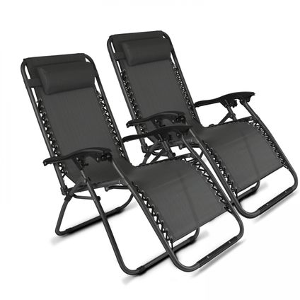 Lot de 2 fauteuils lounge en acier Oviala Monaco gris