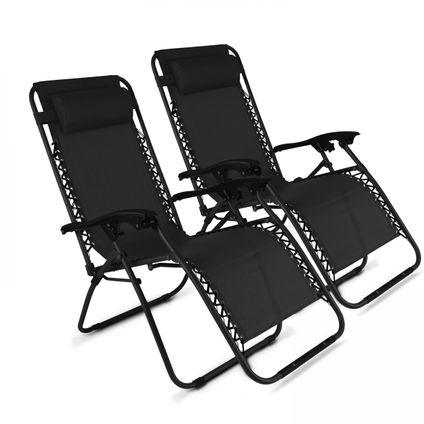 Oviala Set van 2 zwarte stalen lounge fauteuils