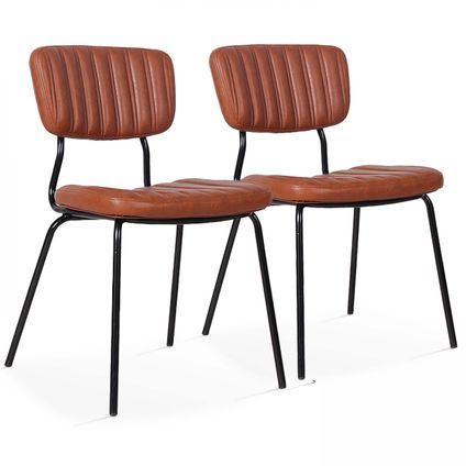 Oviala York Set van 2 stoelen in donkerbruin gecoat textiel