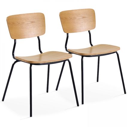 Oviala Set van 2 vintage houten stoelen