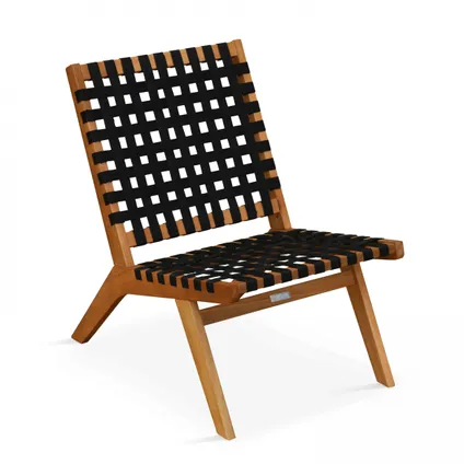 Lot de 2 fauteuils relax Oviala Bondy en bois d'eucalyptus noir 2