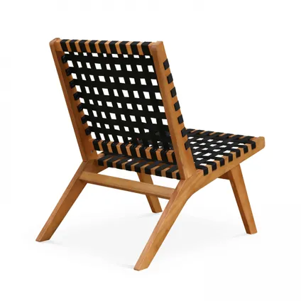 Lot de 2 fauteuils relax Oviala Bondy en bois d'eucalyptus noir 3