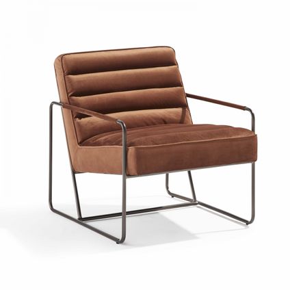 Oviala Gevoerde fauteuil in terracotta fluweel