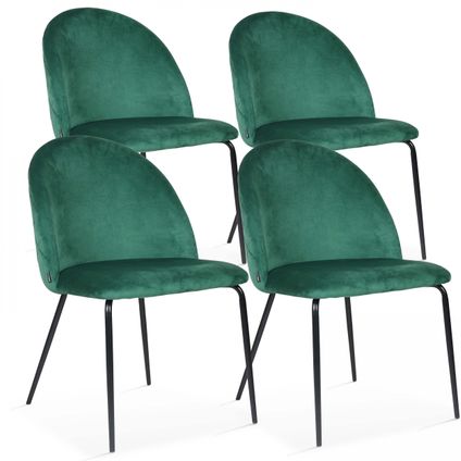 Oviala Set van 4 stoelen in donkergroen fluweel