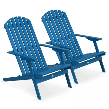 Lot de 2 fauteuils pliant en bois d'eucalyptus Oviala Calgary bleu pacific