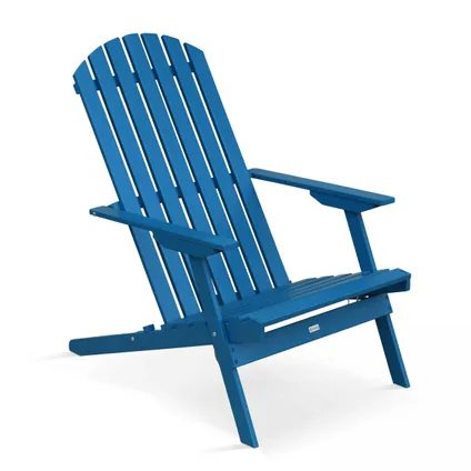 Lot de 2 fauteuils pliant en bois d'eucalyptus Oviala Calgary bleu pacific 5