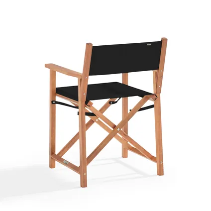 Oviala Set van 2 inklapbare stoelen van eucalyptus hout en zwarte textilène 2