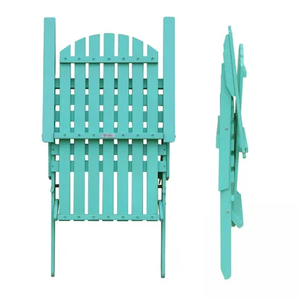 Oviala Set van 2 inklapbare eucalyptus houten fauteuils in turquoise 4